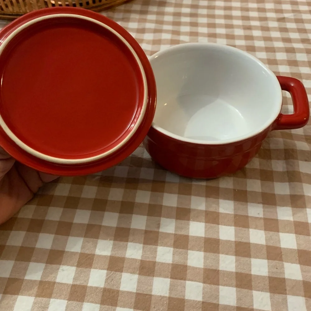 Elegant Red Ceramic Cookware with Lid very small